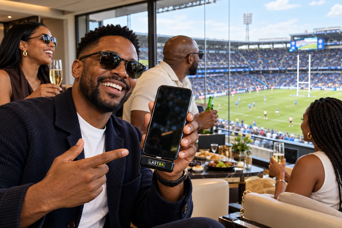 Guests with LASTBA in a stadium hospitality suite
